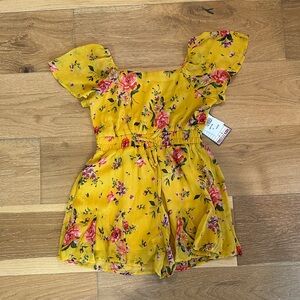 T.J.Maxx Yellow Floral Girls' Romper with Flutter Sleeves